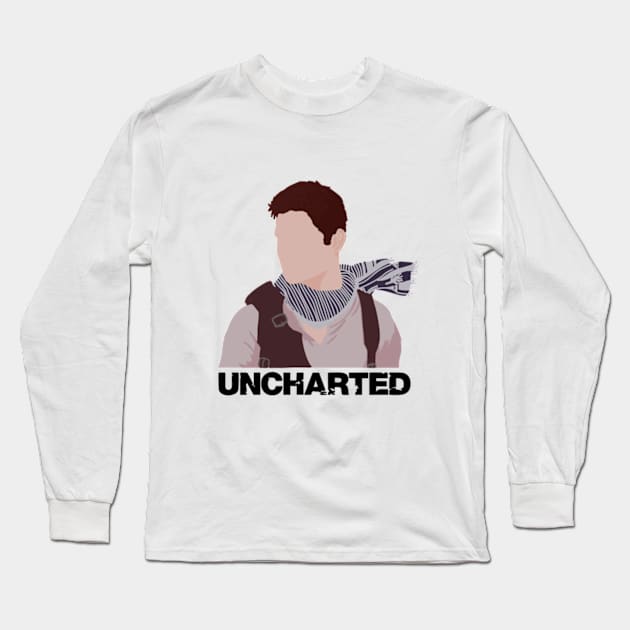 Nathan Drake Uncharted Silhouette Long Sleeve T-Shirt by Vatar